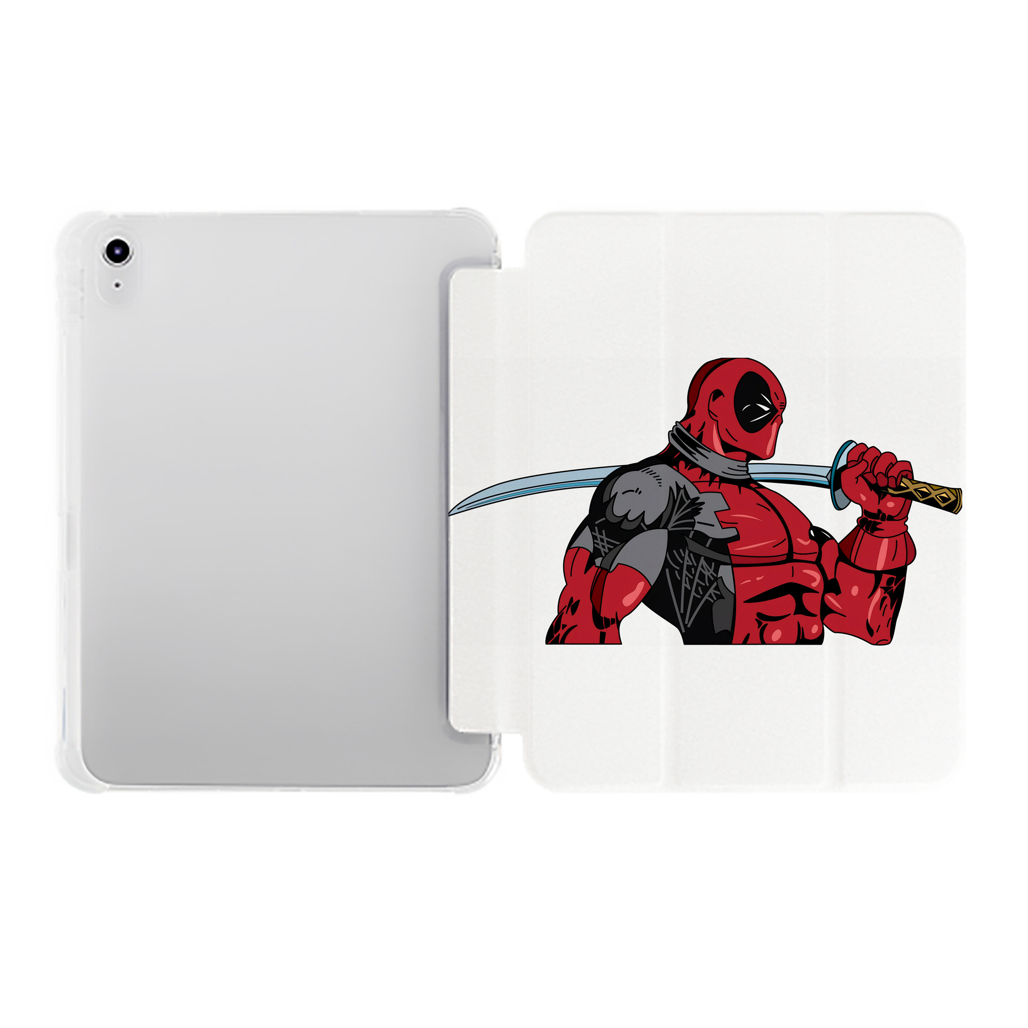 （画像用） Deadpool デッドプール IPad ケース ペン収納付き 三つ折りスタンド PUレザー×シリコン 対応機種9.5/10.5/10.9インチ